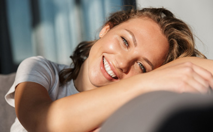 Woman happy with her new smile