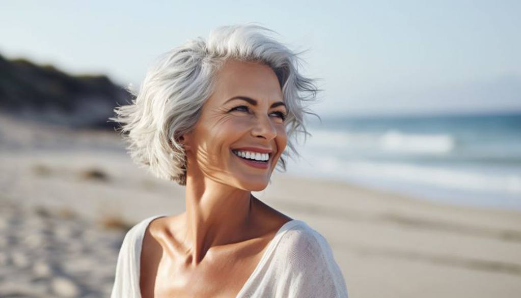 Beautiful older woman with attractive teeth