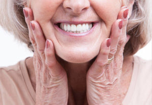 Close up of older woman’s mouth